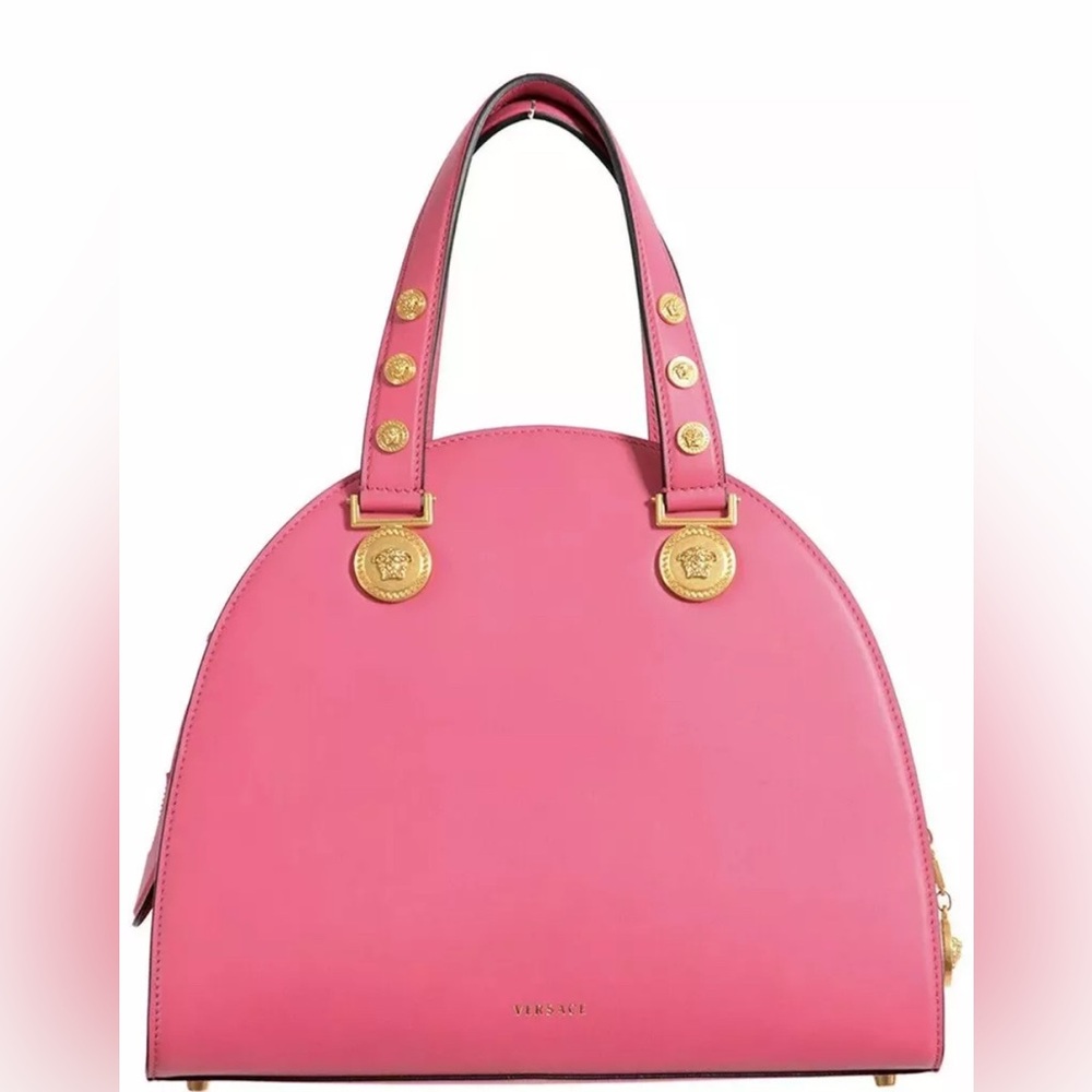 VERSACE TRIBUTE LINE Pink leather handbag With gold Medusa medallions NWT - Picture 5 of 10